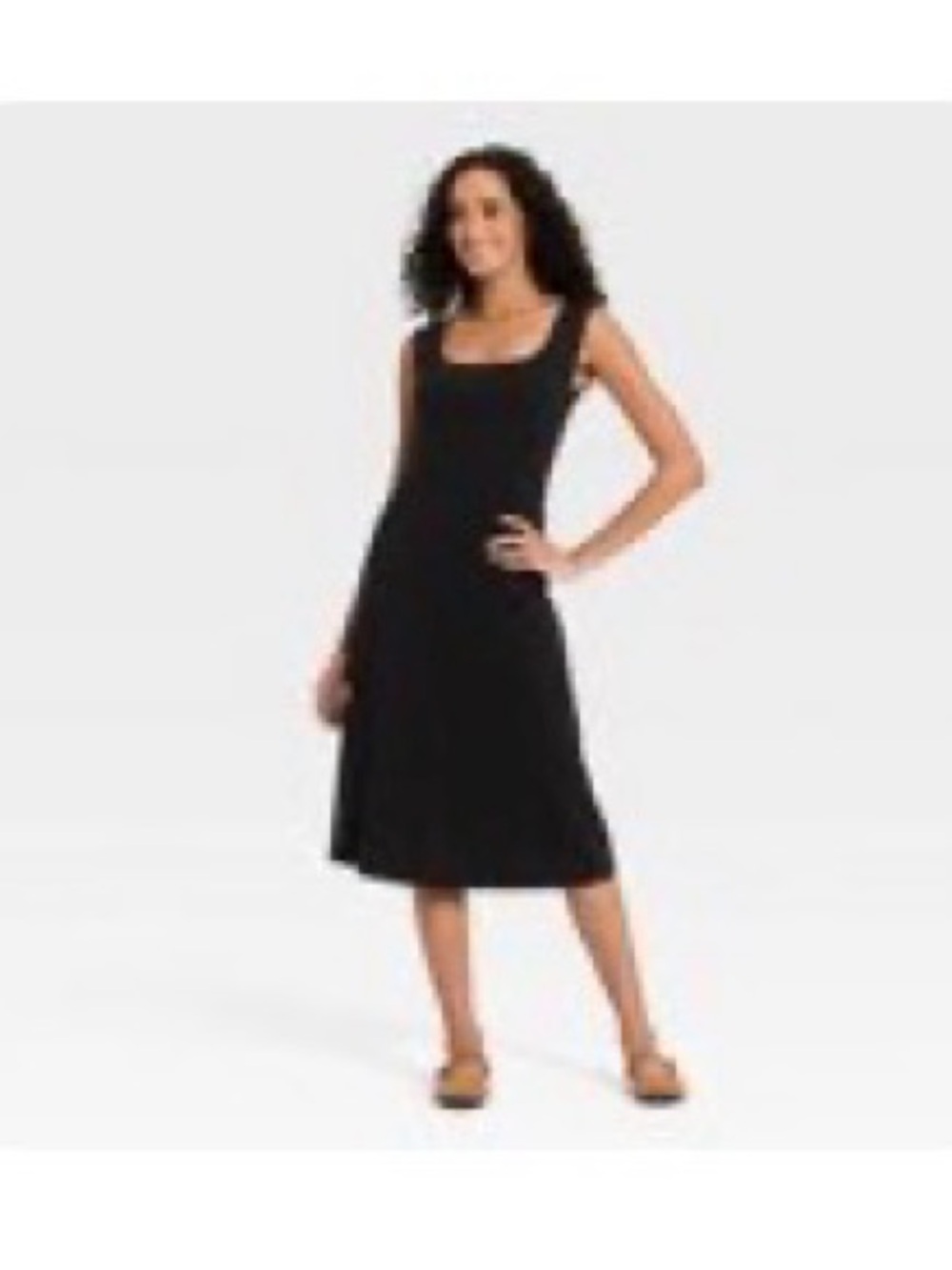 Universal Thread Black Square Neck Midi Dress